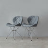 Pair of 2 Computer Desk Chair Faux Leather Fabric Padded Dining Chairs Metal Leg