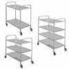 2/3/4 Tier Rolling Kitchen Trolley Island w/ Wheels Stainless Steel Storage Cart