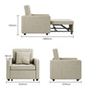 Folding 3-in-1 Sofa Bed Pull Out Convertible Chair Fabric Cream Recliner Sleeper