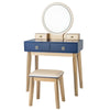 Modern Makeup Table Set Vanity Dressing Table W/ Stool LED Mirror & 4 Drawers