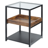 Industrial Bedside Table Vintage Style Side Cabinet Modern Glass Metal Room Unit