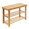 New Wooden Style 3 Tier Shoe Storage Rack Stool 100% Natural Bamboo with Bench