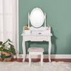 Wooden Dressing Table w/4 Mirror Stool Vanity Makeup Desk Stool Set White/Black