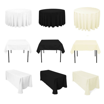 Polyester Tablecloth Table Cover Cloth Banquet Wedding Party White Black Ivory