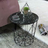Wire Side Table Retro Metal Basket Marble Top Storage Table Home Furniture