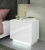 High Gloss Bedside Table Nightstand Cabinet 2 Drawers RGB LED Light Modern White
