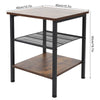 3-Tier Industrial Side End Table Shelves Nightstand Storage Bedroom Unit