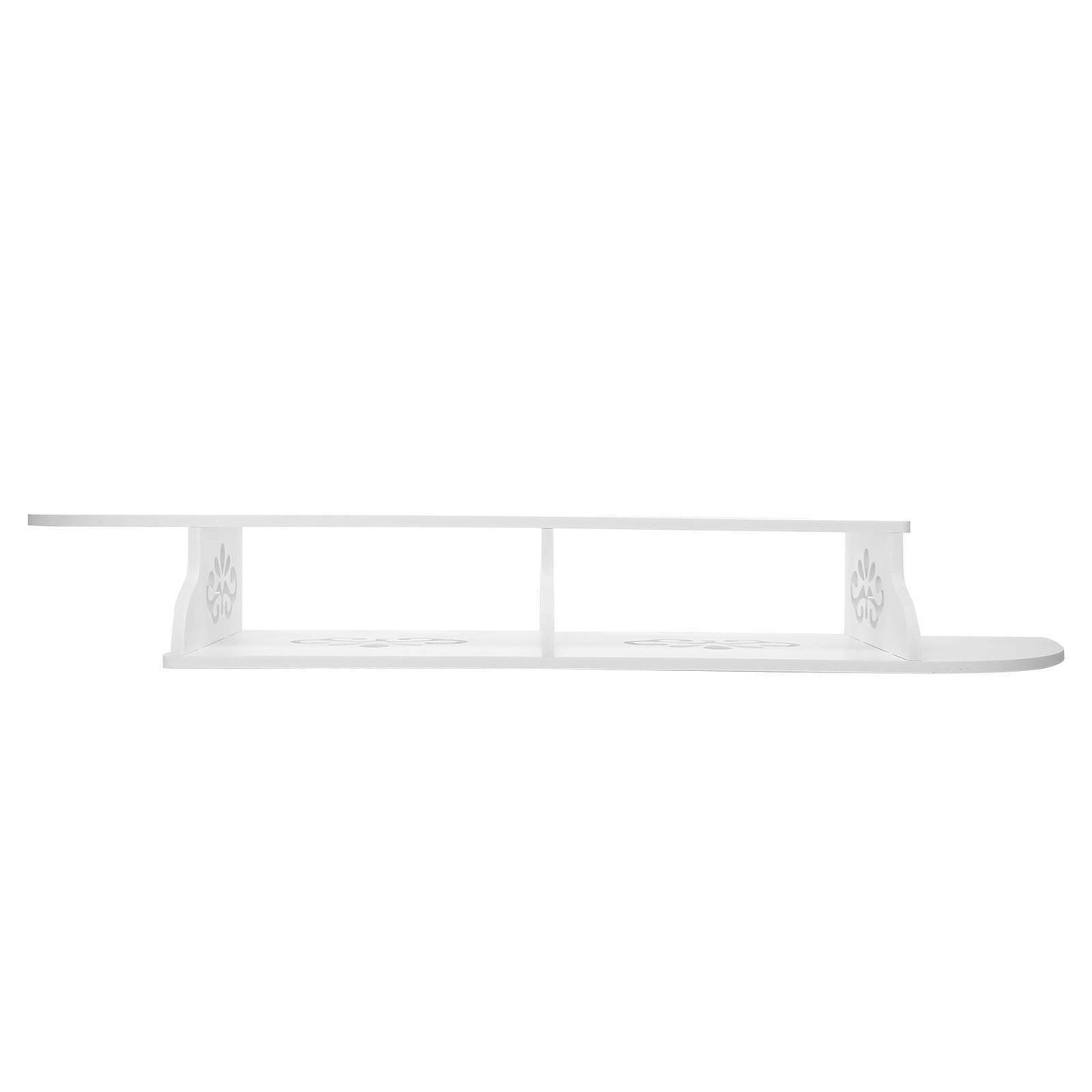 Hollow Carved 2 Tier Floating Wall Shelves for TV CD DVD Bookcase Storage Unit