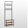 Heavy Duty Metal 18 Hooks Hat Coat Stand Clothes Shoe Rack Hanger w/Wooden Shelf