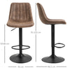 Set Of 2 Microfiber Retro Tub Bar Stools Metal Frame Footrest Seat Brown