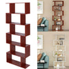 Wood Bookcase Bookshelf S Shape 6 Tier Shelves Free Shelving Storage White Unit