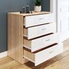 Modern High Gloss Chest of 4 Drawers White&Oak Storage Cabinet Bedroom Furniture