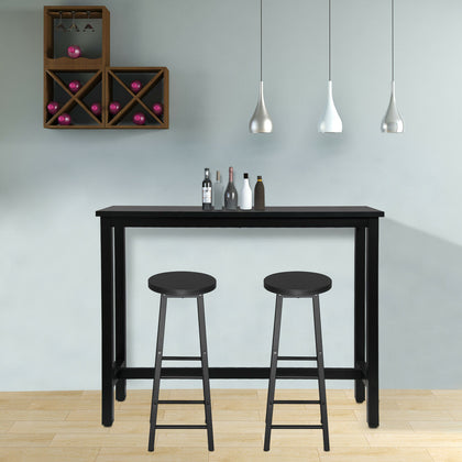 MDF Metal Breakfast Bar Table Set with 2 Bar Stools and 1 Bar Table for Kitchen