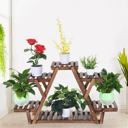 Wooden Plant Flower Pot Display Holder Stand Shelf Storage Rack Outdoor Indoor