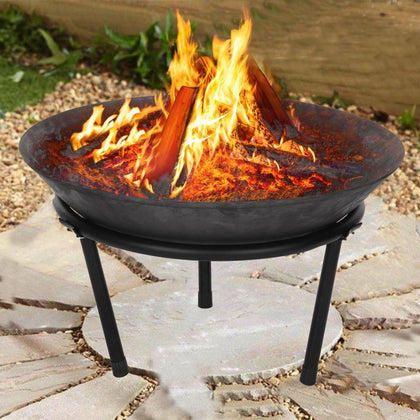 Cast Iron Fire Bowl Firepit Modern Stylish Fire Pit Garden Outdoor Steel Large