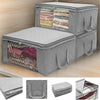 3x Grey Clothes Storage Bags Ziped Organizer Underbed Wardrobe Cube Closet Boxes