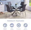 Modern Clear Glass Round Dining Table With Chrome Cross Legs Kitchen Furniture