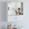 4 Door Wall Mounted Mirror Cabinet Storage Shelf Bathroom Cupboard Unit