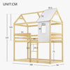 3FT Double Kids Bunk Beds Wooden Frame Kids High Sleeper Pine Wood House Canopy