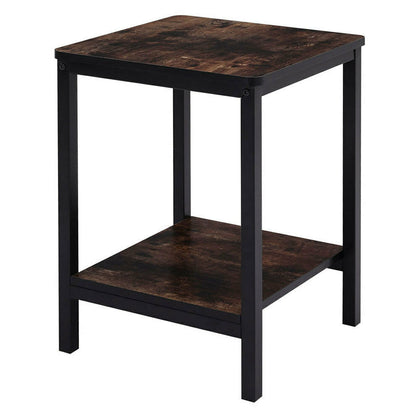 2 Tier Industrial Style Sofa Side Table Corner End Console Coffee Table Bedside