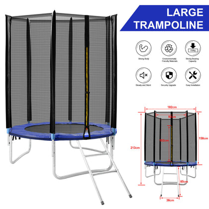 Children’s LargeTrampoline With Safety Net , 6FT Kids Rebounder Ladder UK