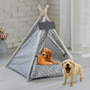 Dog Kennel House Foldable Pet Tent Pyramid Cat Puppy Kitten Shelter Playpen Grey