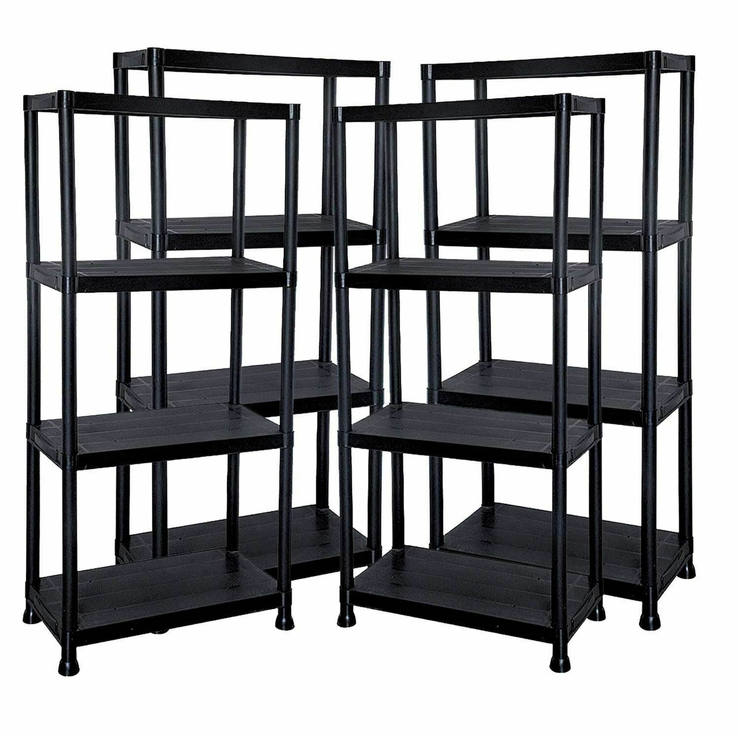 4/5 TIER PLASTIC SHELVING UNIT STORAGE RACKING SHELVES GARAGE WAREHOUSE SHED