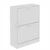 2 Drawer Shoe Cabinet Storage Cupboard Footwear Stand Rack Wooden Unit White New