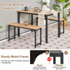 3 PCS Dining Table Set Dining Table & 2 Benches Kitchen Space-Saving Furniture