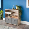 Oak Bookcase & Baskets Shelves Storage Space Shelving Unit