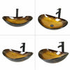 Bathroom Countertop Basin Set Tempered Glass Wash Sink Boat Shape Bowl Gold UK