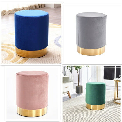 Ottoman Foot Stool Velvet Vanity Seat Round Footrest Stool Dressing Chair