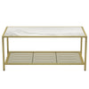 Coffee Tea Table with Storage, with Tempered Glass Top Shelf Cocktail Table Gold
