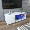 Modern TV Unit Stand Cabinet High Gloss Door and Matt body White With LED Lights