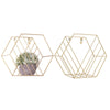 2x Hexagon Wall Floating Shelf Metal Wire Mesh Storage Rack Storage Display