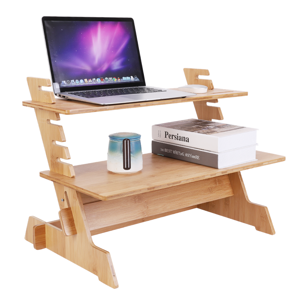 Wooden Riser Stand 6 Lader Adjustable Computer Desk Monitor Stand Up W ...