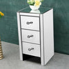 2PCS Glass Mirrored Bedside Tables Crystal Bedroom Side Drawer Storage Cabinet