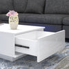 White High Gloss LED Modern Coffee Table Wooden Drawer Storage Living Room