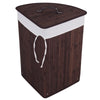 Bamboo Corner Laundry Hamper Dirty Clothes Storage Basket W/ Removable Liner Bag