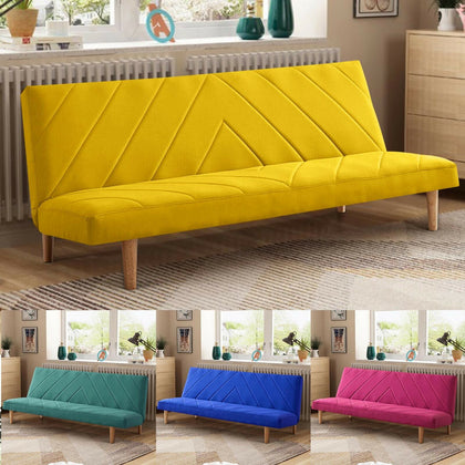 Fabric Sofa Bed 3 Seater Modern Pattern Design Teal Pink Blue Sofabed Bedroom