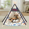 Portable Pet Canvas Teepee Tent Dog Puppy Cat Bed House Cushion Ins w Name Board