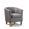 Light Grey Fabric Tub Chair Wooden Legs Armchair Living Room Modern Office
