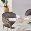 Grey Velvet Dining Chairs with Gold Legs Modern Dining Chair with Diamond Stitch