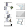 Wood Bookcase Bookshelf S Shape 6 Tier Shelves Free Shelving Storage Unit White