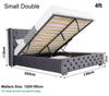 Ottoman Bed Small Double King Size Storage Gas Lift Up Velvet Bed Frame Bedroom