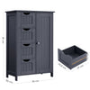 Bathroom Cabinet 4 Drawer Grey Wooden Storage Cupboard Standing Unit LHC41GY