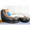 Inflatable Deluxe Lounge Lounger Chair With Ottoman Foot stool Seat Relax Couch