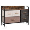5-Drawer Fabric Chest of Drawers 2 Tier Storage Organizer Unit Bedroom Dresser