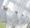 Butterfly Voile Curtain With Matching Piping - Kitchen Blind - Cafe Net Curtains