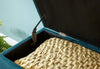 OTTOMAN STORAGE UNIT BLANKET BOX HOPSACK FABRIC BENCH STOOL TEAL